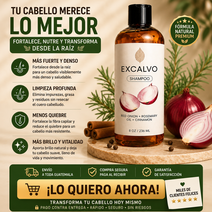 Shampoo Excalvo | Cabello Más Fuerte y con Apariencia Más Densa 🌿✨
